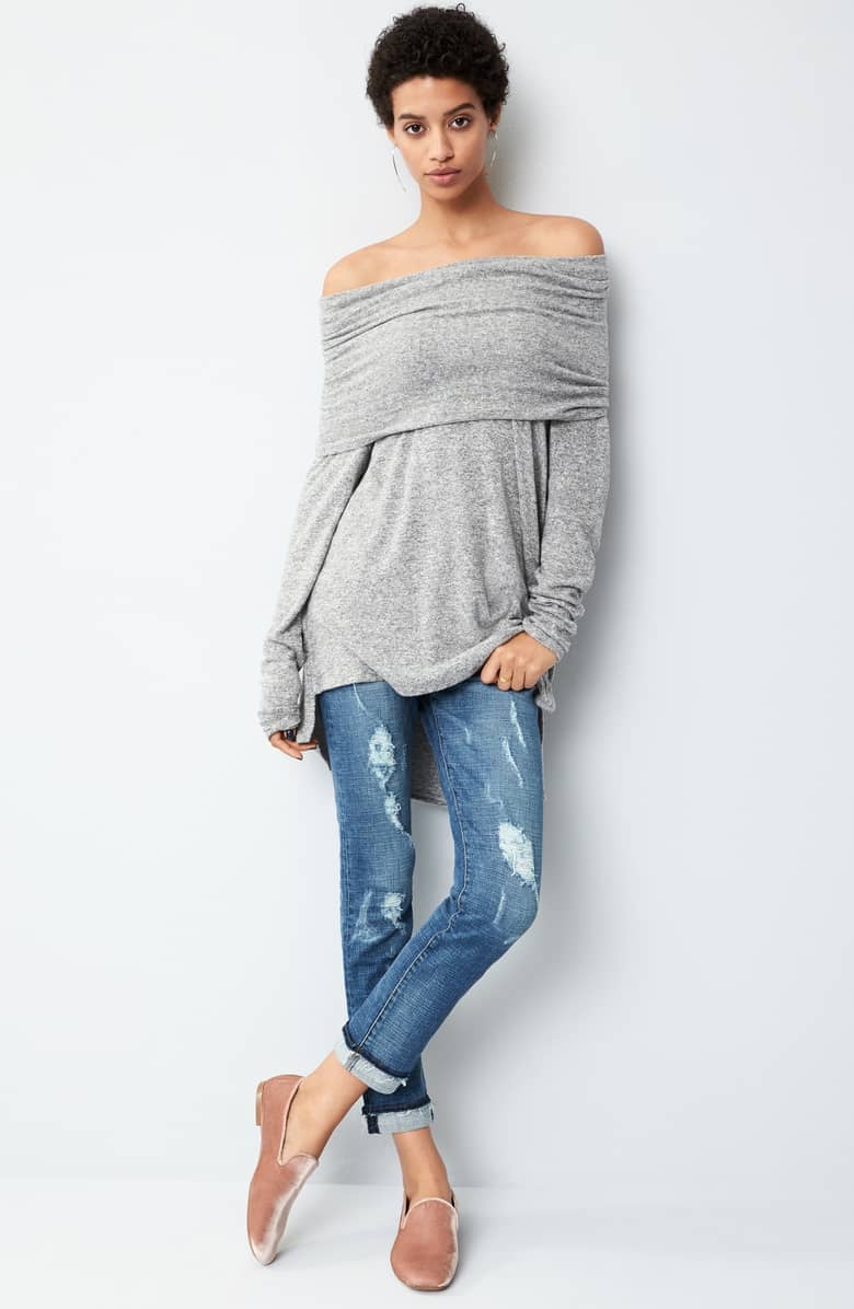 Gibson Cozy Convertible Neckline Tunic