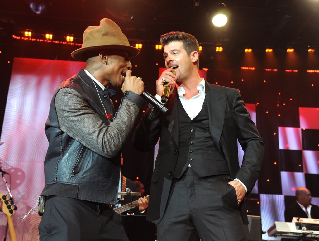 The couple performed on stage with Robin Thicke during a Grammys gala.