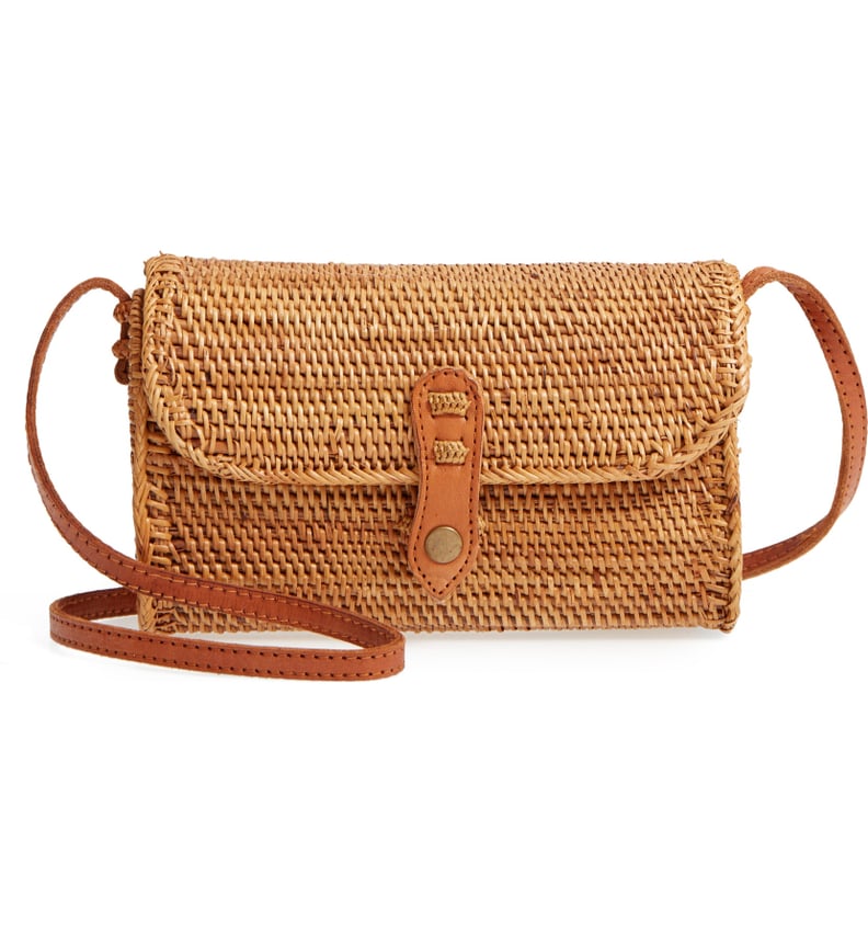 Street Level Woven Rattan Box Crossbody Bag