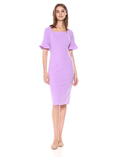 Donna Morgan Sheath Dress with Ruffle Sleeve