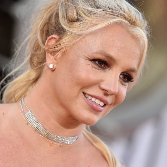 Britney Spears Wears a Red Triangle Bikini Top With Pearls