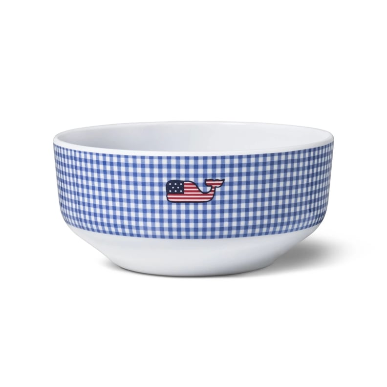 Flag Whale and Gingham Melamine Bowl