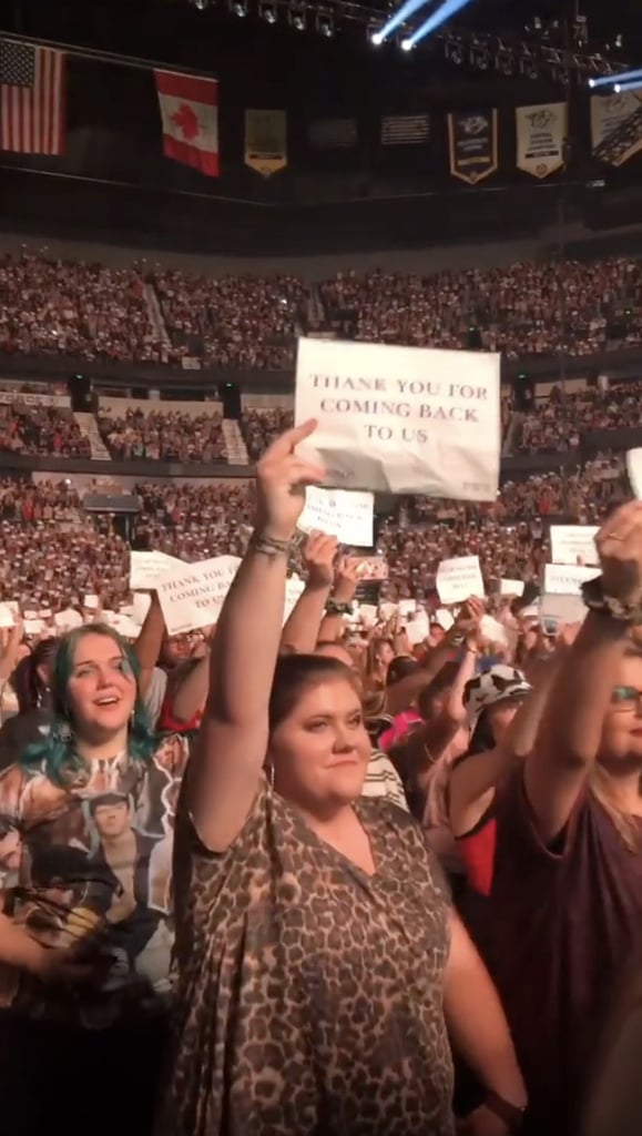 Fans Held Up Signs During the Jonas Brothers' Nashville Show