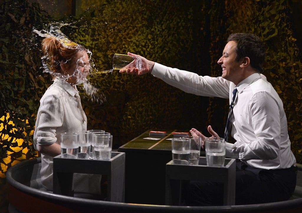 Lindsay Lohan appeared on The Tonight Show Starring Jimmy Fallon for a little game of water war.