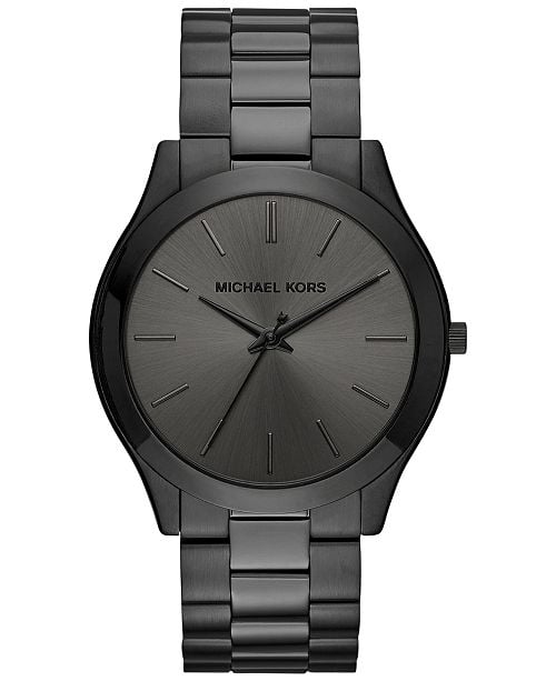 Michael Kors Unisex Slim Runway Black Ion-Plated Stainless-Steel Bracelet Watch