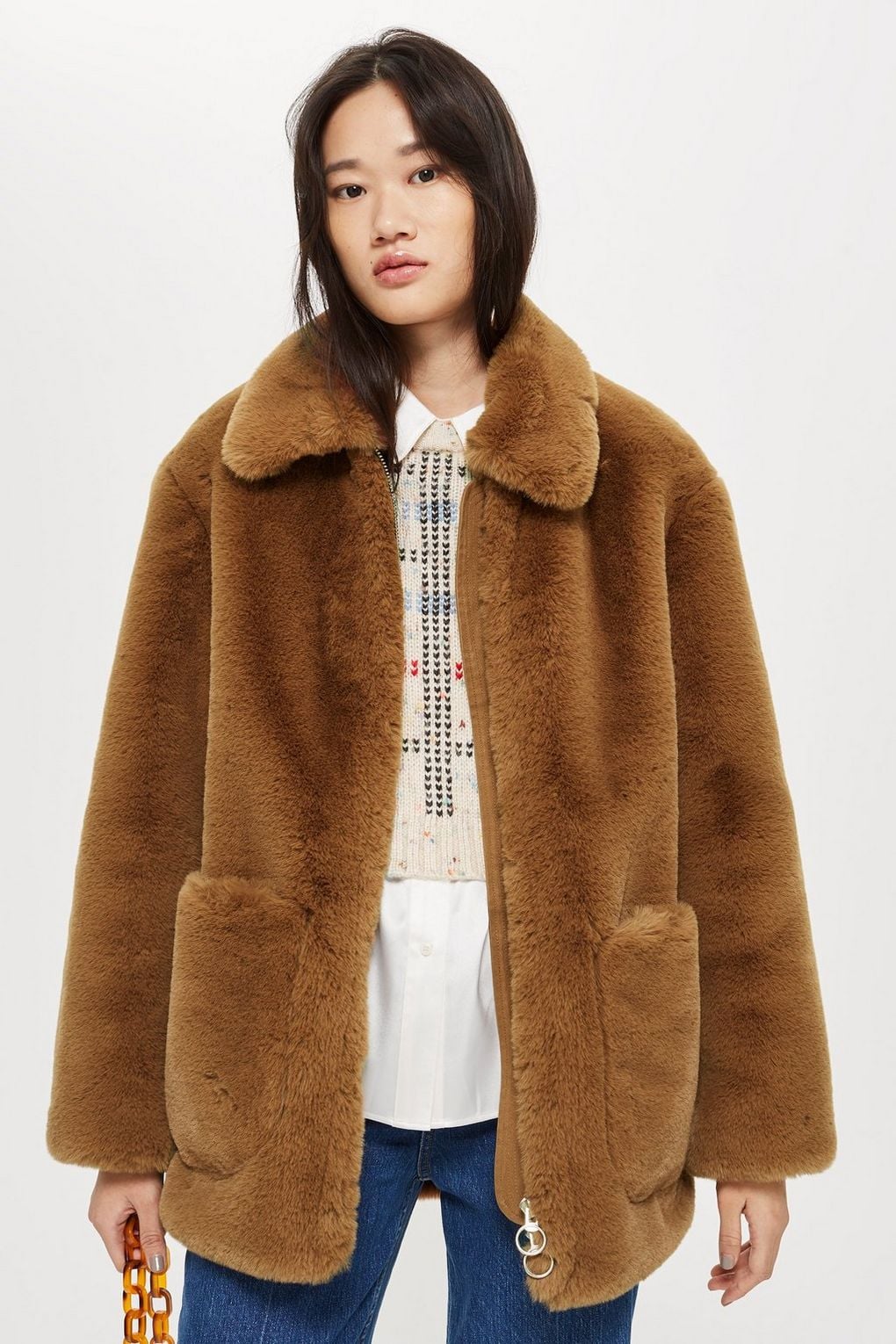 Topshop Faux Fur Zip-Up Jacket  18 Soft and Furry Jackets That