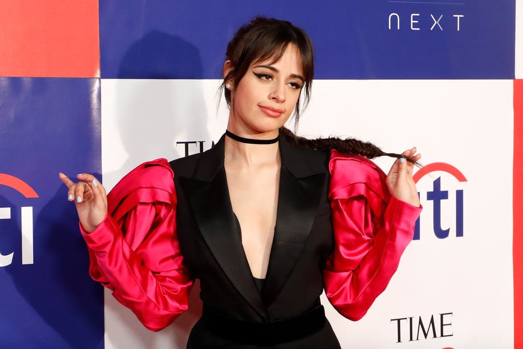 Camila Cabello's Romantic Rose Sleeve Suit Dress Photos