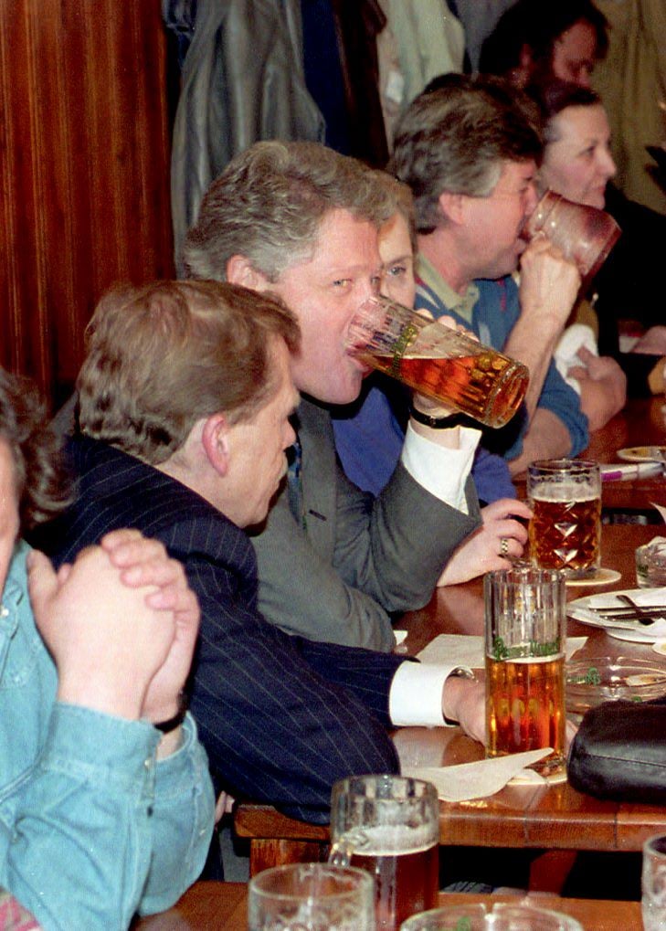 Clinton visited Prague's Golden Tiger pub during a 1994 visit.