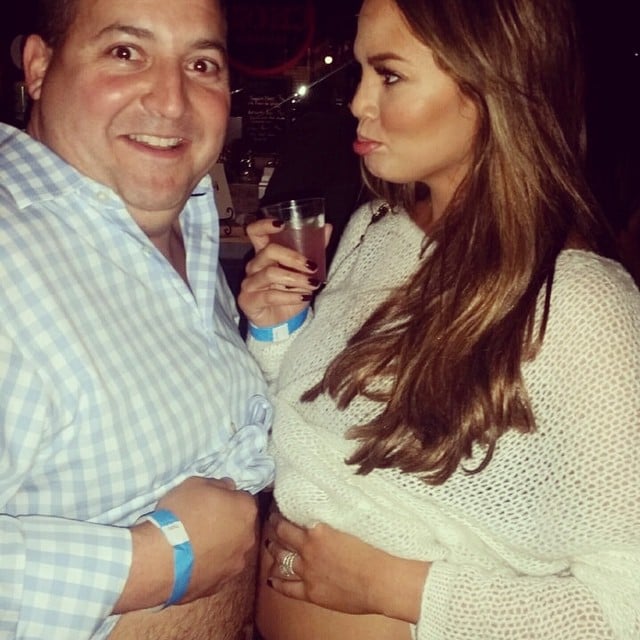 Chrissy Teigen compared bellies with a friend (after eating tacos and drinking tequila). 
Source: Instagram user chrissyteigen