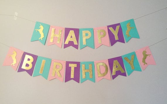 Unicorn Happy Birthday Banner