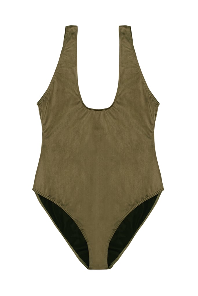 Hunter McGrady Plus Size/Curve Khaki High Leg Low Cut Swimsuit