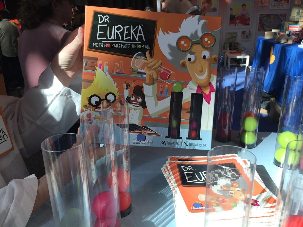 Bue Orange's Dr. Eureka hits stores in March. The game had kids "mixing formulas" by moving marbles from one tube to another without ever touching them with their hands.