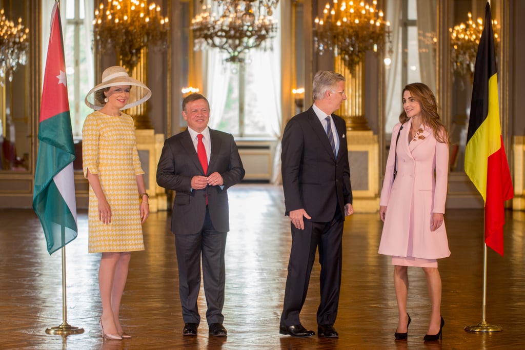 Queen Rania Wore a Pink Skirt Under Her Pink Coat, Showing Us a Different Way to Do Coordinated Style