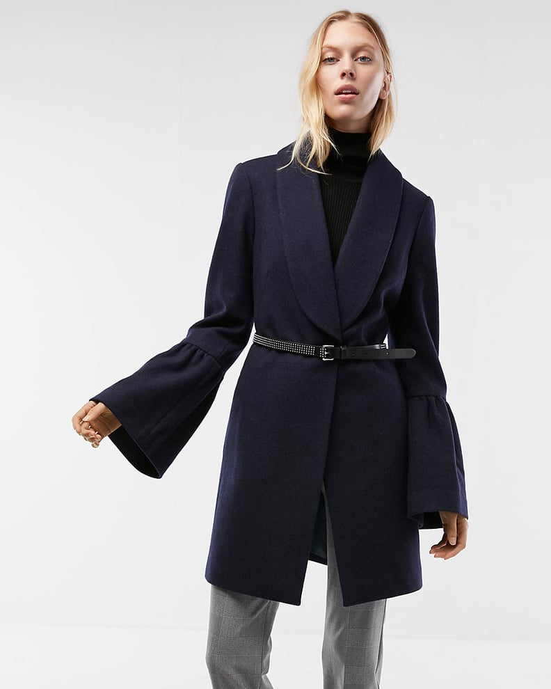 Express bell sleeve shawl collar coat