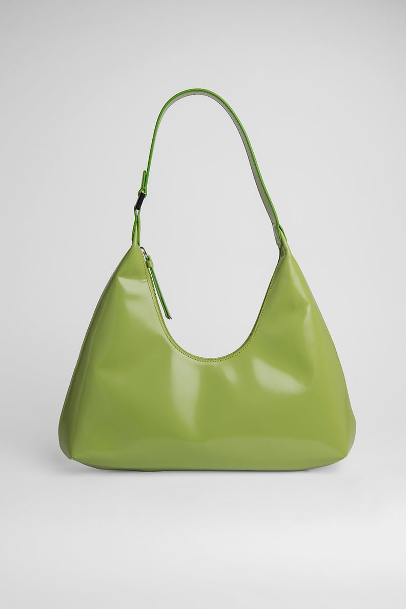By Far Amber Lime Green Semi Patent Leather Bag