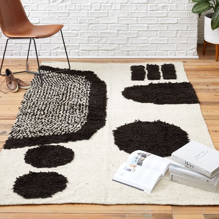 West Elm Diego Olivero Etni Wool Shag Flat Weave Rug