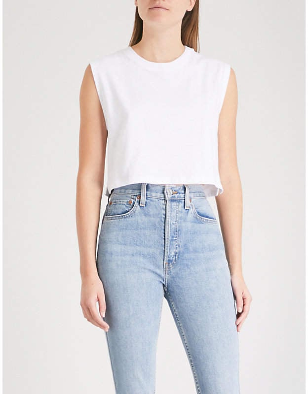 Hanes x Karla The Sleeveless Crop Cotton T-Shirt