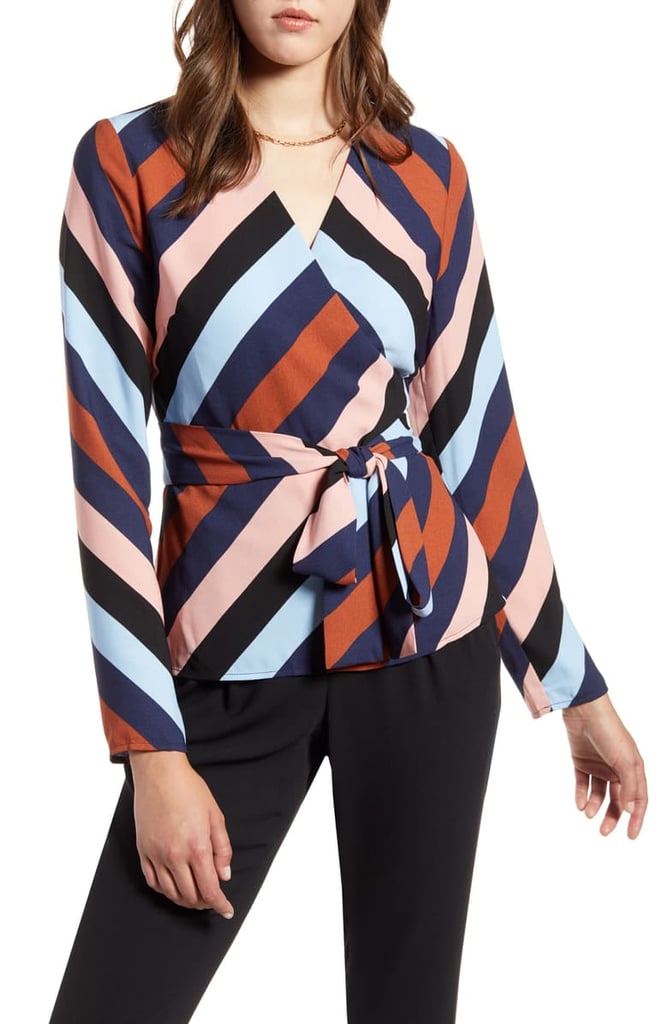 Halogen Tie Detail Wrap Blouse