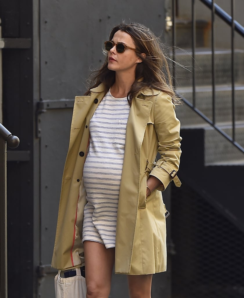 Keri Russell Pregnant Wearing Striped Dress in NYC Pictures