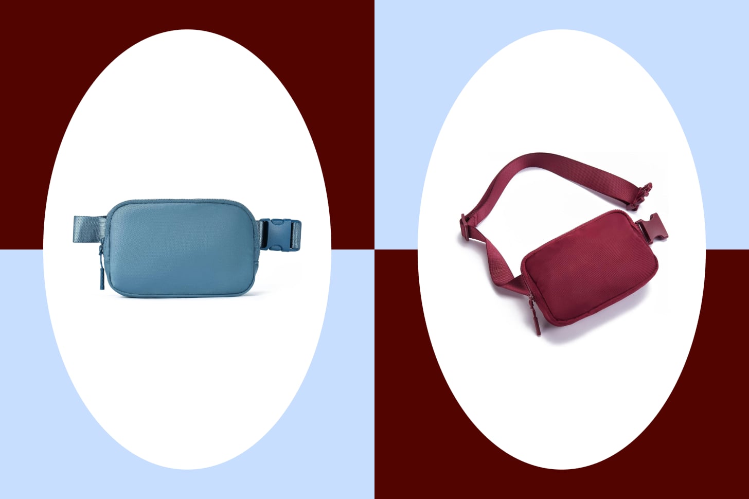 Collage of two women wearing Amazon's Telena belt bag.