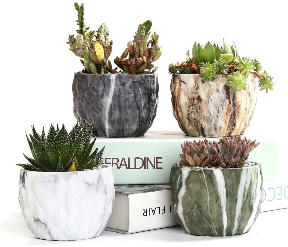 Stoneware: Sun-E Modern Style Marbling Ceramic Planter Pots