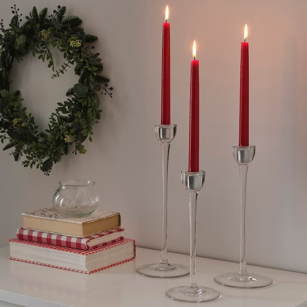 Vinterfest Tall Red Unscented Candles