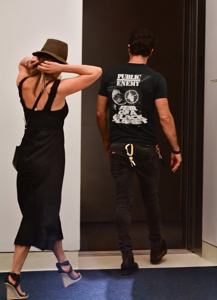 Jennifer Aniston Black Burberry Wedges in New York June 2016