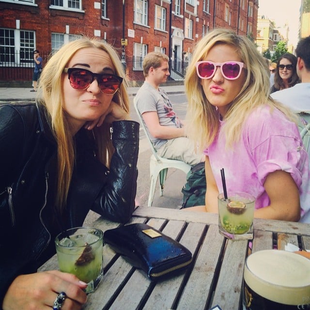 Ellie Goulding was pretty in pink during her pub stop on Saturday. 
Source: Instagram user elliegoulding
