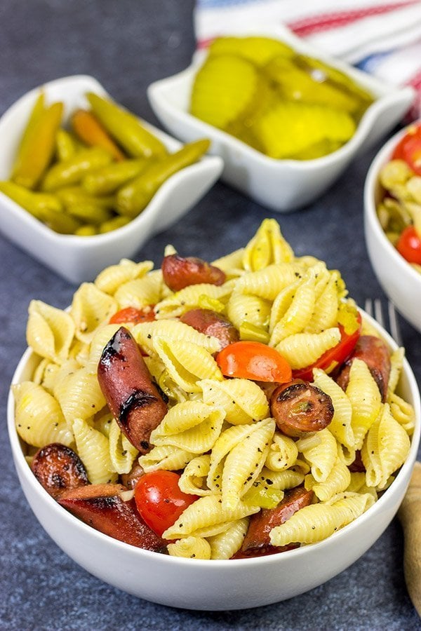 Chicago Hot Dog Pasta Salad