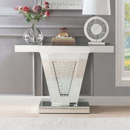 Console Table in Mirrored and Faux Crystals