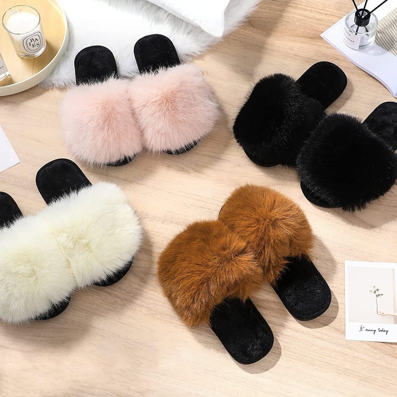 A Pampering Find: Open-Toe Fuzzy House Slippers