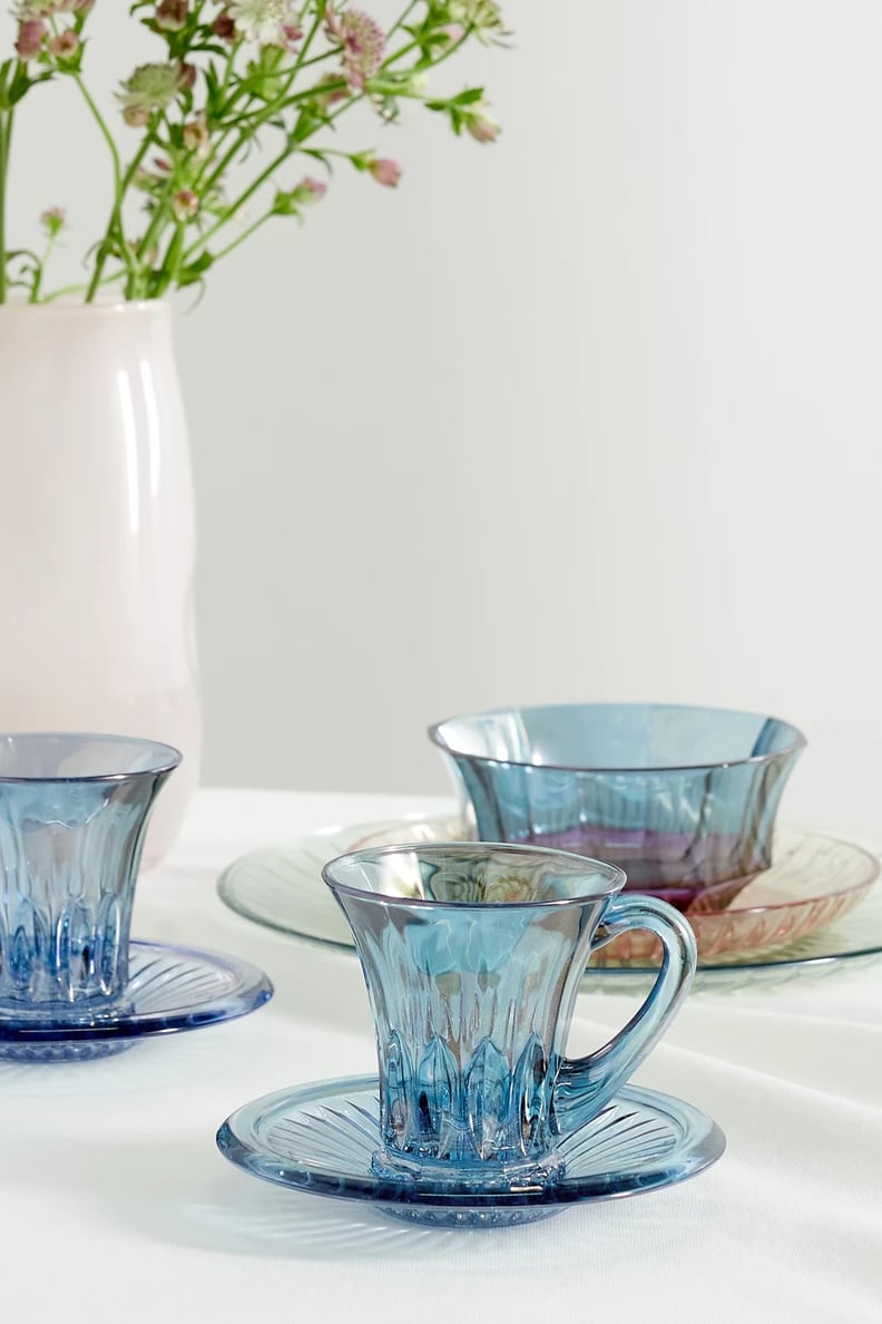For Tea Parties: Luisa Beccaria Iridescent Glass Tea Cups and Saucers