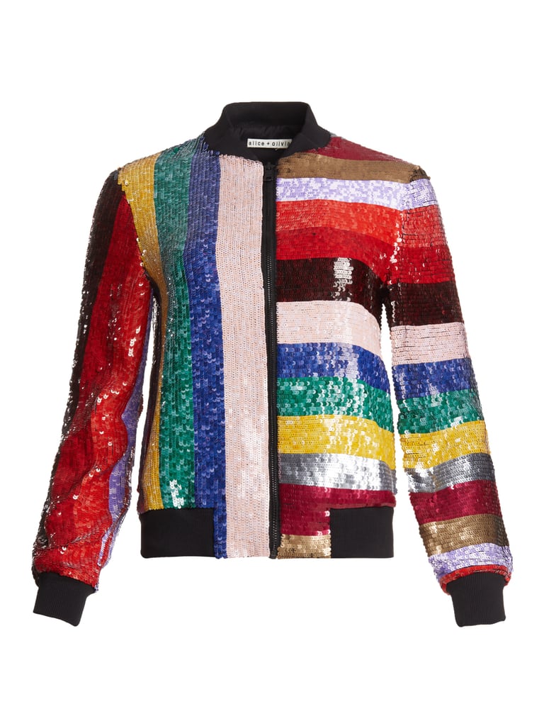 Alice + Olivia Lonnie Embroidered Cropped Bomber Jacket
