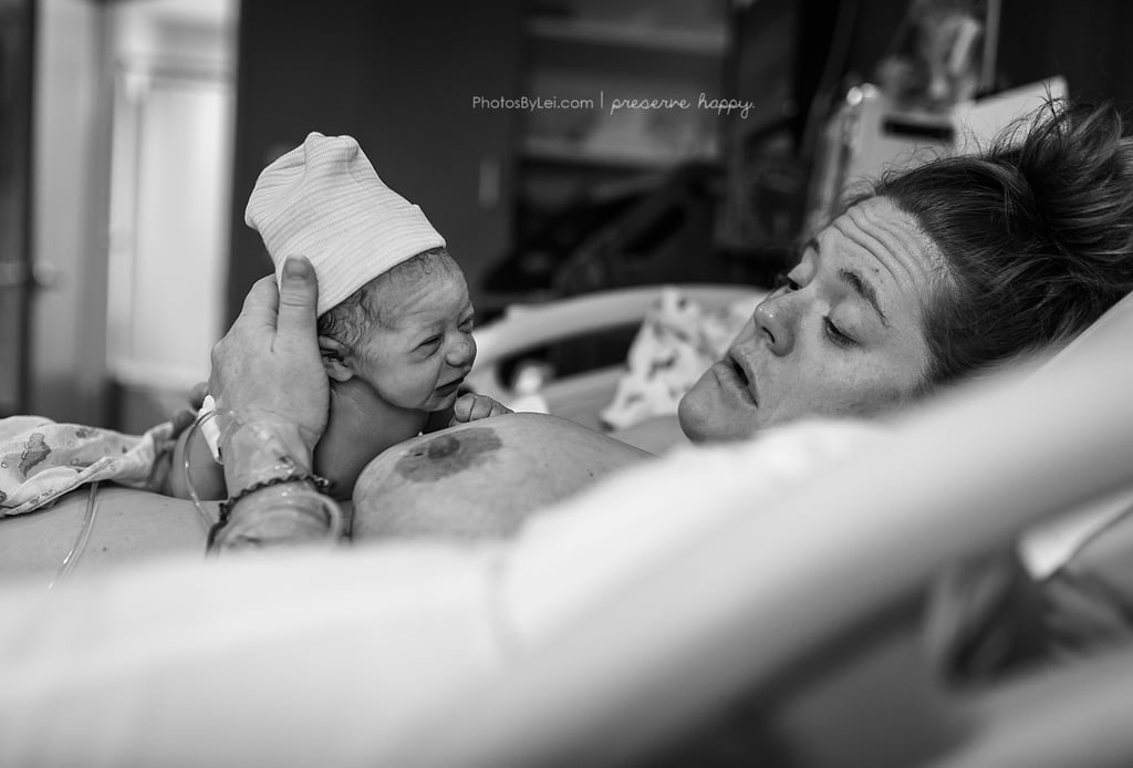 "Amazing! This baby, at just 33 minutes old, is lifting her head. It's 6:23 a.m."