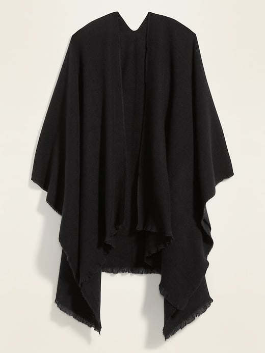 Cozy Flannel Open-Front Poncho