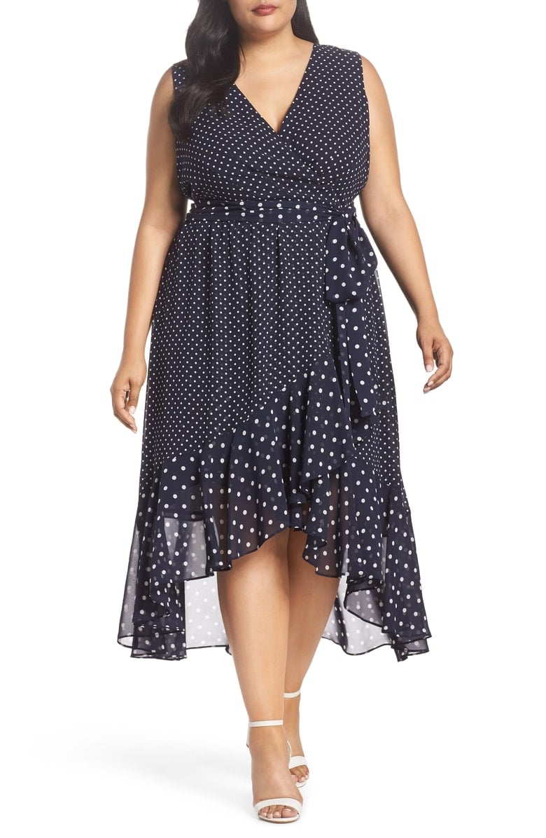 Eliza J Polka Dot High/Low Hem Dress