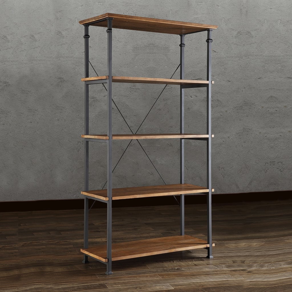 Copy her industrial-chic look with this Modern Rustic 40-inch Bookcase ($391).