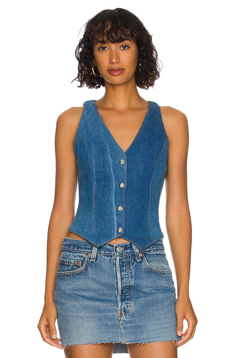 Best Denim Suit Vest: EB Denim Ava Vest in Dark Wash