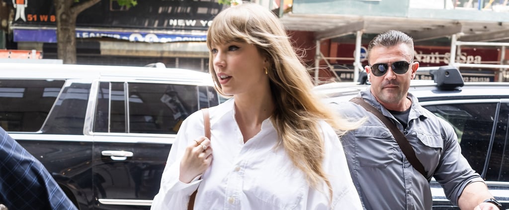 Taylor Swift Wears R13 Denim Shorts and White Button-Down