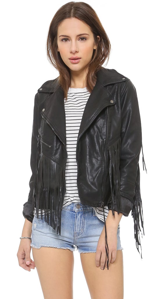 Blank Denim Vegan Leather Fringe Jacket (138) Gigi Hadid's Club