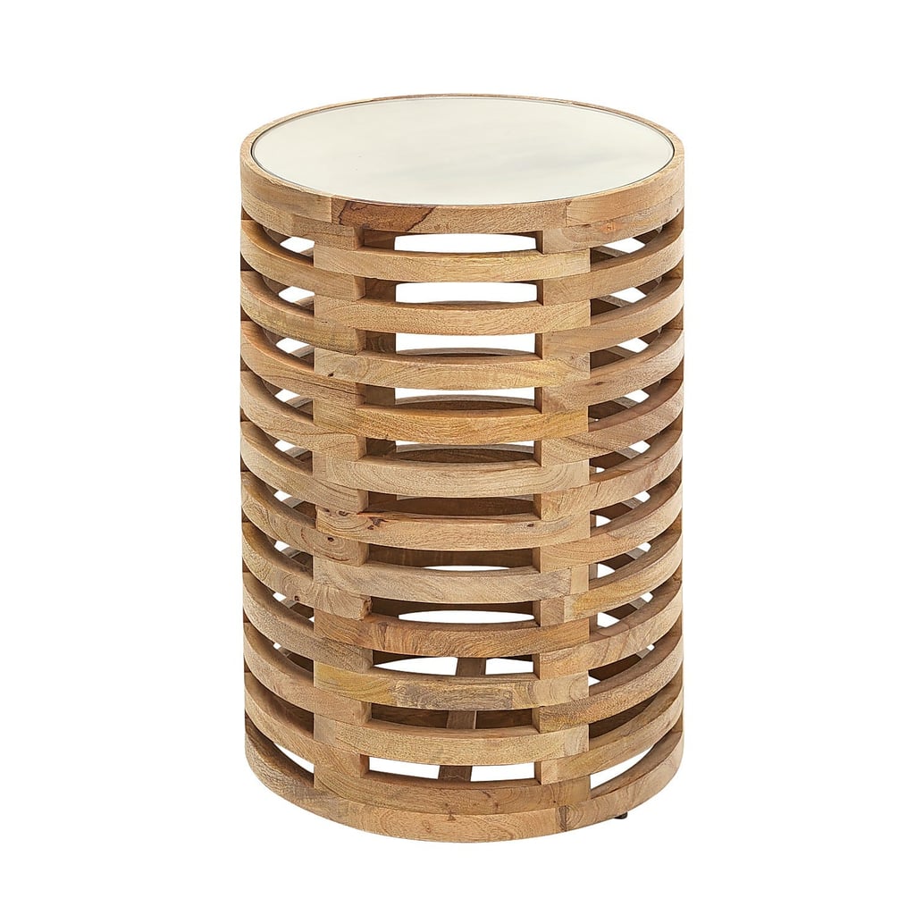 Wood Slat Drum Table