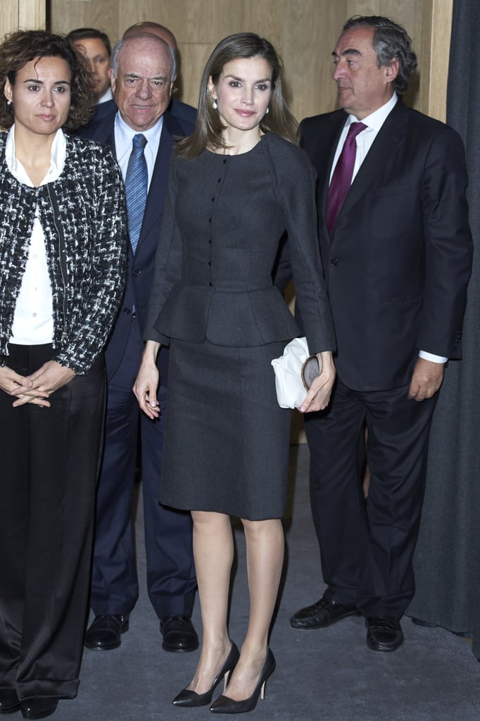 Queen Letizia at a meeting in Madrid.