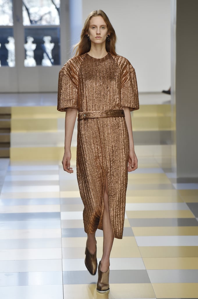 Kate could outdo herself in gold in this strong-shouldered midi from the brand's Fall 2017 runway.