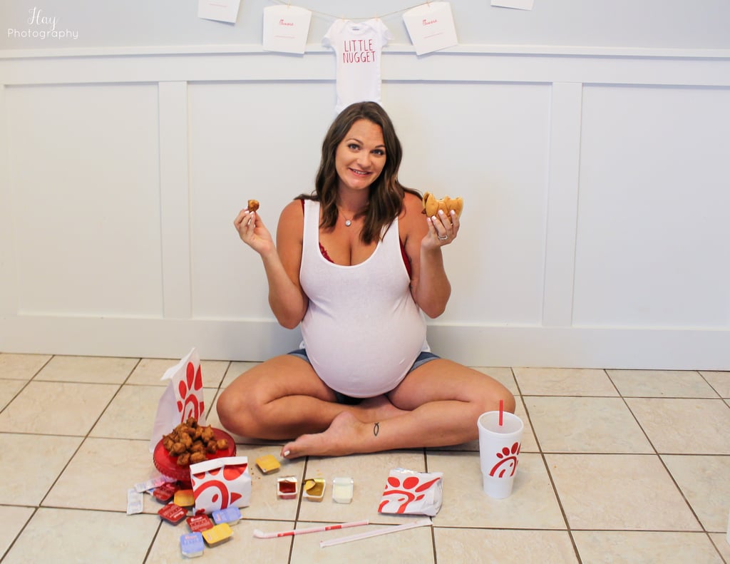 Bre Bradford, a soon-to-be mama of two from Florida, knew she wanted her maternity shoot for her second son to be as laid-back as possible. So rather than going with an over-the-top formal setup, she enlisted her sister, photographer Hayley Bradford, to help her accomplish her dream of having a Chick-fil-A-themed shoot.
Hayley told POPSUGAR that it didn't take long for her and Bre to settle on an idea that would speak to every expecting mom's heart: food.

    Related:

            
            
                                    
                            

            This Woman Took Her Maternity Photos at Taco Bell and Now She&apos;s My Idol
        
    
"I always take pictures for my sister, so when it came to coming up with an idea for her maternity session, we wanted it to be really unique," she explained. "We really wanted to do something fun and creative. After searching for some ideas, I came up with the notion of doing a 'food cravings' maternity session by incorporating her cravings into the photos." 
And for this mom, chicken nuggets from her favorite restaurant were at the tippy top of her list. The pair hit the nearest Chick-fil-A and stocked up on Bre's favorite menu items before heading to her house to take pictures. 
"She craved Chick-fil-A throughout her pregnancy, so we decided to go that route," Hayley said. "We wanted the shoot to be super relaxed, laid-back, and fun — and that's exactly how it went! It was hilarious and so much fun! My sister actually made the 'little nugget' onesie while I was setting everything up!"
Neither Bre nor Hayley will ever forget the memorable afternoon they spent together. After all, it's not every day you get to take pictures of your pregnant sister eating chicken nuggets. 
"This was my first food-inspired photo shoot, and it was amazing. We set everything up in her dining room, and she just put on a tank top and shorts. Then I had her sit down and start eating all the food she's been craving," Hayley explained. "Doing this shoot was so funny, we laughed pretty much the whole time. And because Bre's my sister, it made the photo shoot less stressful. Doing a lifestyle maternity session and capturing the reality of pregnant women was awesome!" 
Scroll through to get a full look at this mama's playful maternity shoot, and try to keep your mouth from watering in the process. 

    Related:

            
            
                                    
                            

            This Mom&apos;s Grocery-Themed Maternity Shoot Is Hilarious to Anyone Who&apos;s Ever Had Pregnancy Cravings