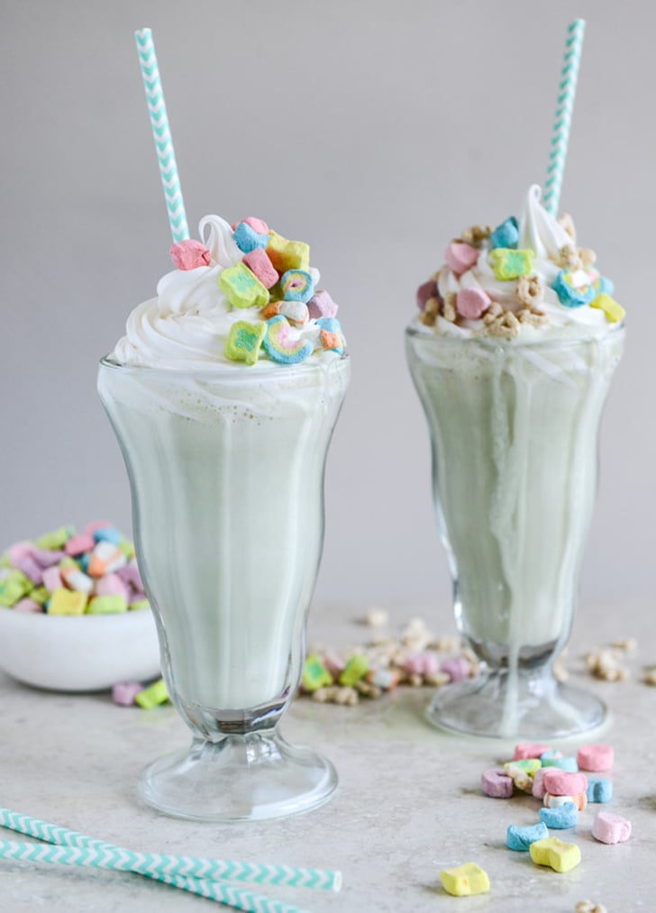 Boozy Lucky Charms Milkshakes With Marshmallow Frosting