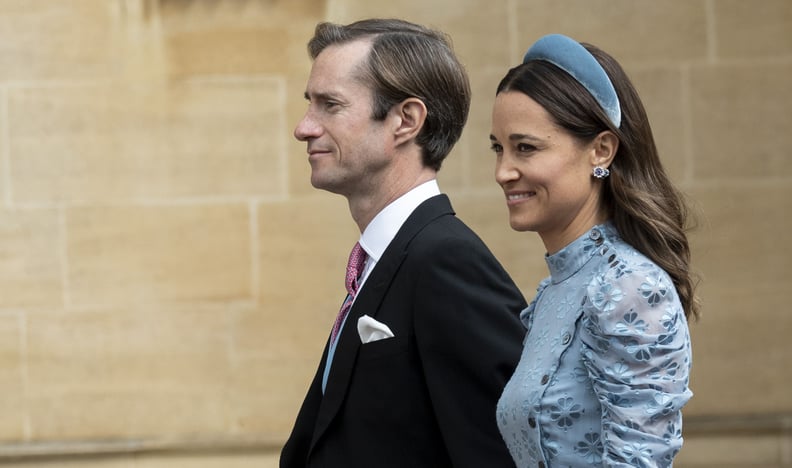 WINDSOR, ENGLAND - MAY 18: Pippa Matthews and  James Matthews attend the wedding of Lady Gabriella Windsor and Mr Thomas Kingston at St George's Chapel, Windsor Castle on May 18, 2019 in Windsor, England. (Photo by Mark Cuthbert/UK Press via Getty Images)