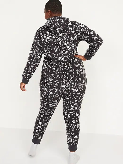 Old Navy Matching Printed Microfleece Hooded One-Piece Pajamas For Women