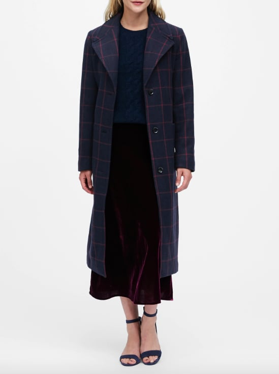 Plaid Italian Melton Long Coat