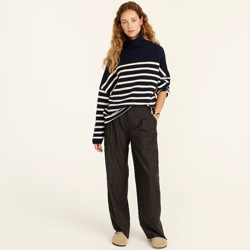 A Striped Sweater: J.Crew Ribbed-cashmere Oversized Turtleneck Sweater