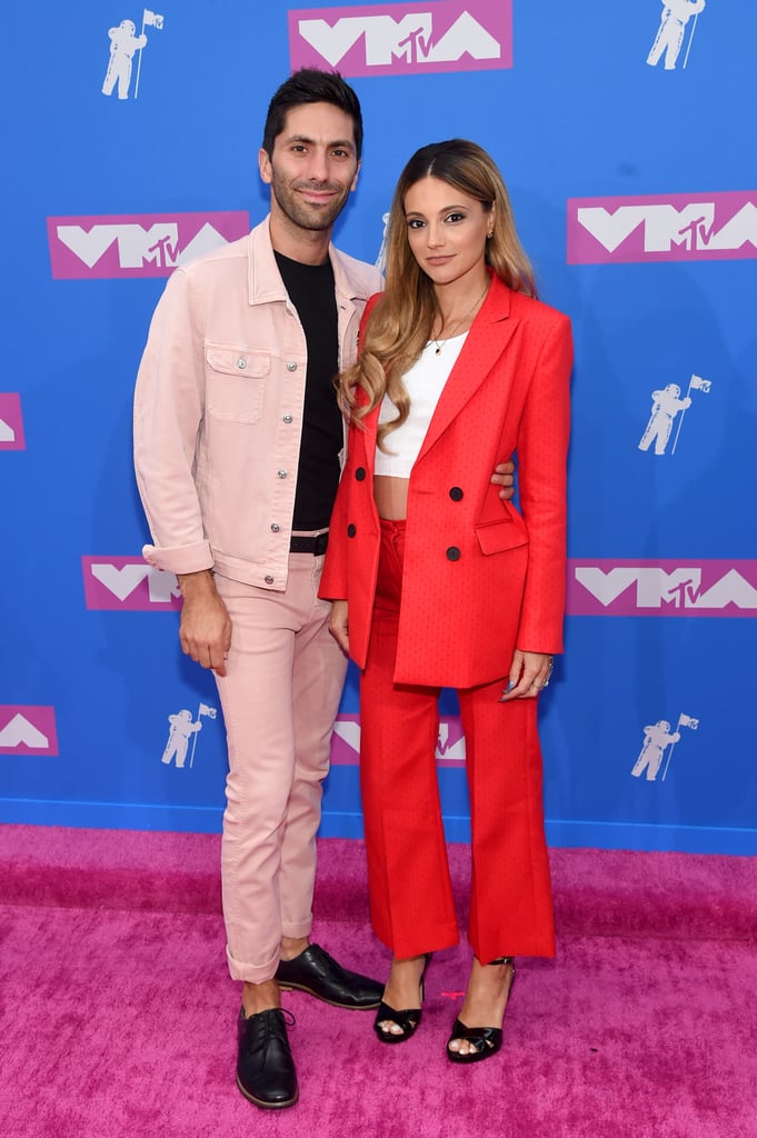 Nev Schulman and Laura Perlongo at the 2018 MTV VMAs